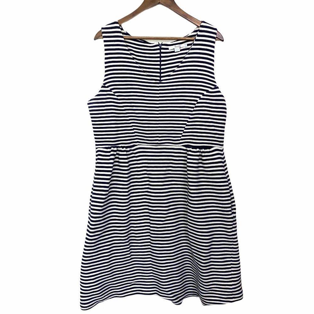 Boden navy and White Striped Dress